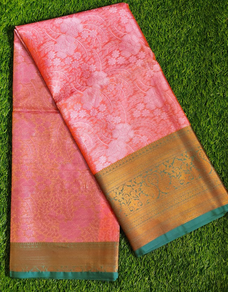 Pink Banaras Kora Muslin Saree