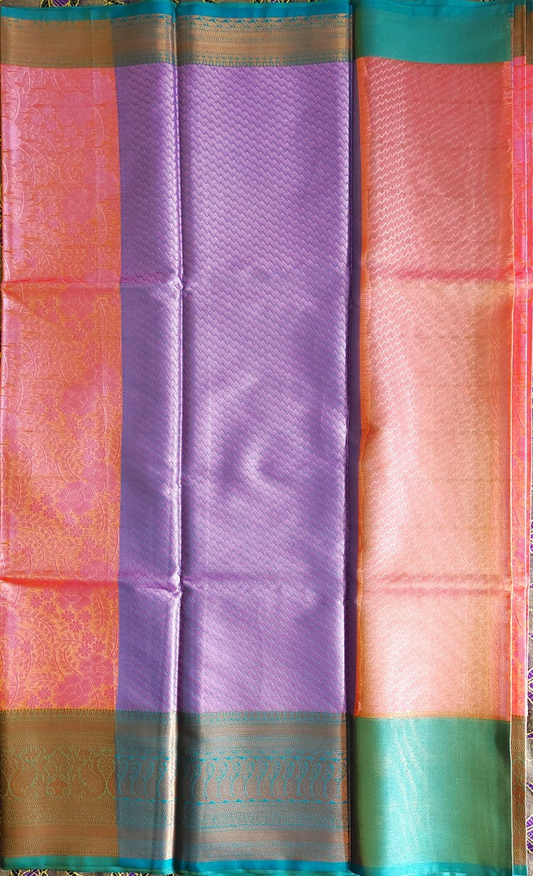 Pink Banaras Kora Muslin Saree