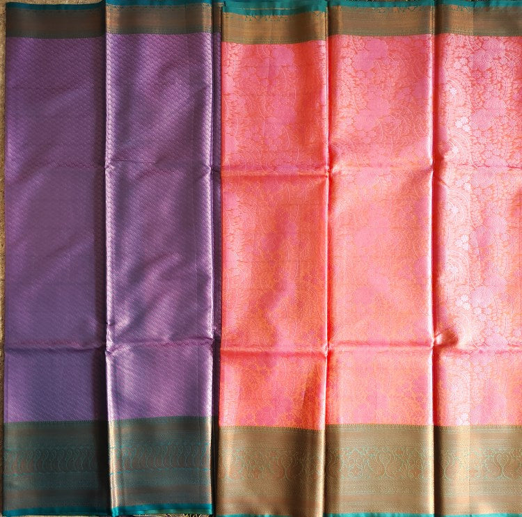 Pink Banaras Kora Muslin Saree