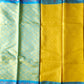 saree with blue, yellow, and blue patterns