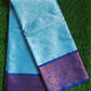 Blue Banaras Kora Muslin Saree