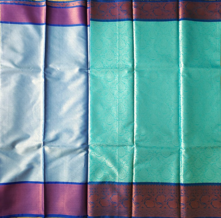 Blue Banaras Kora Muslin Saree