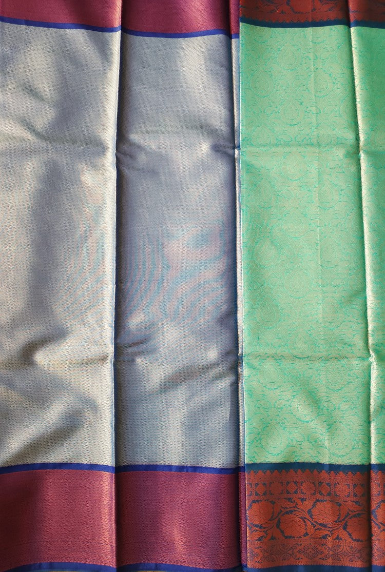 Blue Banaras Kora Muslin Saree