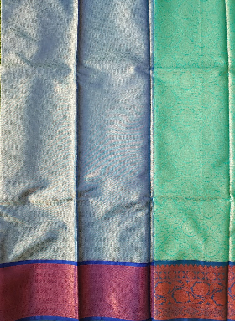 Blue Banaras Kora Muslin Saree