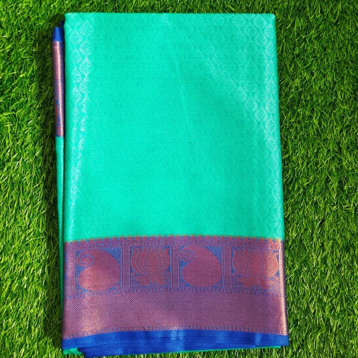 Light Blue Banaras Kora Muslin Saree