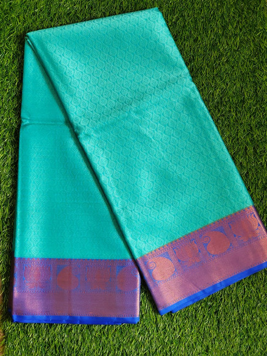 Light Blue Banaras Kora Muslin Saree