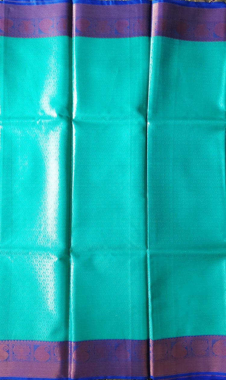 Light Blue Banaras Kora Muslin Saree