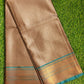 Brown Banaras Kora Muslin Saree