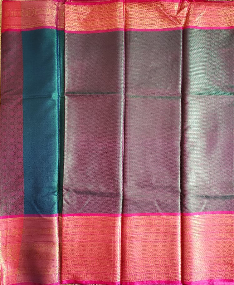 Teal Banaras Kora Muslin Saree