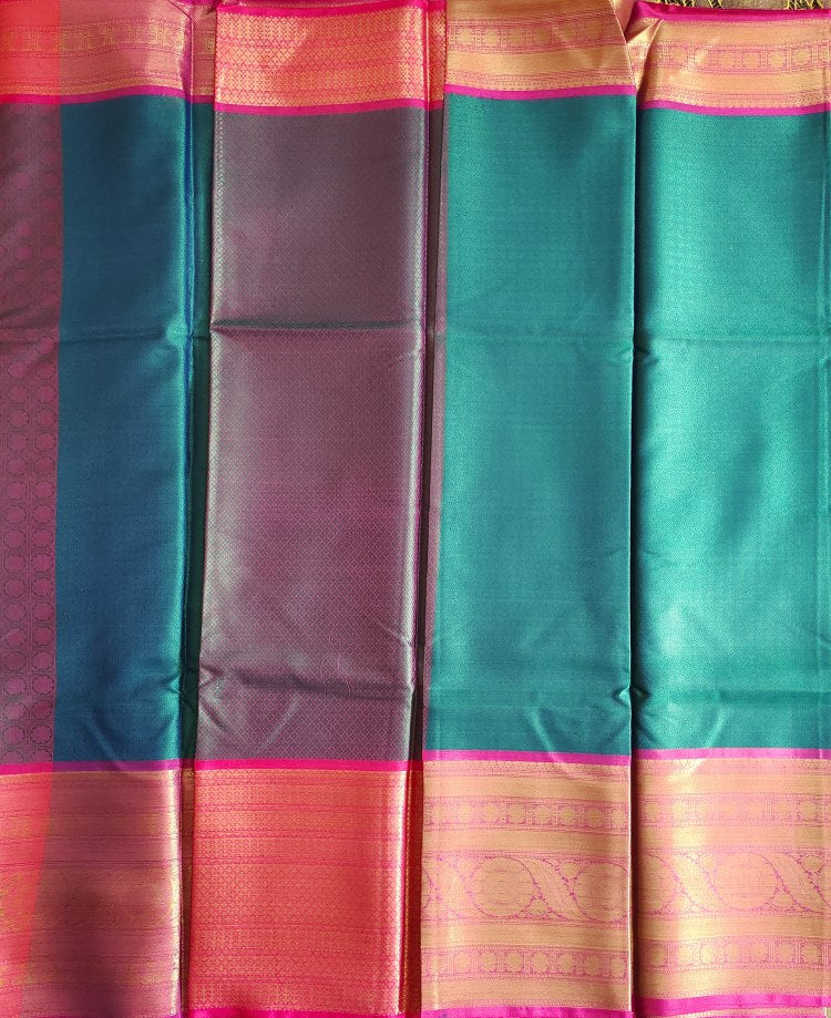 Teal Banaras Kora Muslin Saree