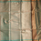 Brown and Teal Banaras Kora Muslin Saree