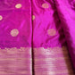 Purple fabric with gold patterns and border