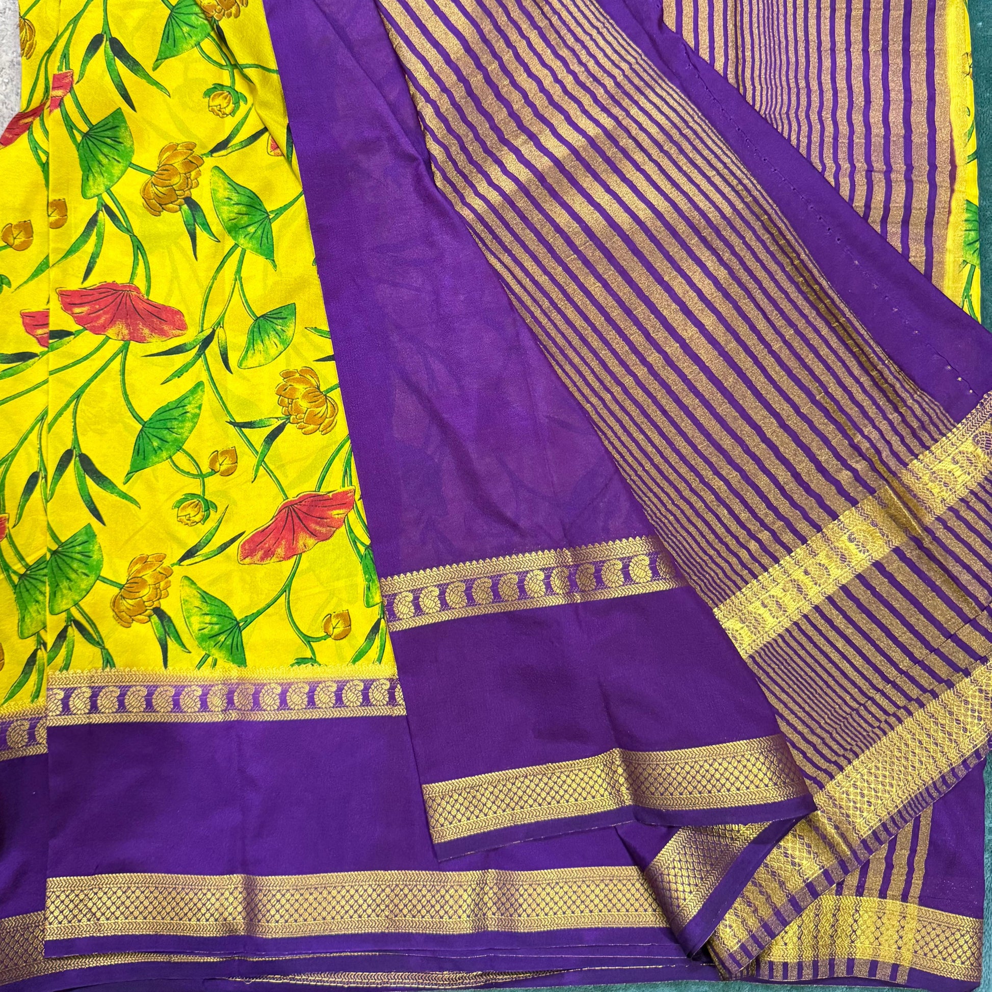 Digital semi Mysore Silk Crepe Saree