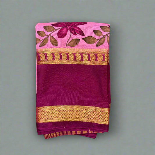 Digital semi Mysore Silk Crepe Saree