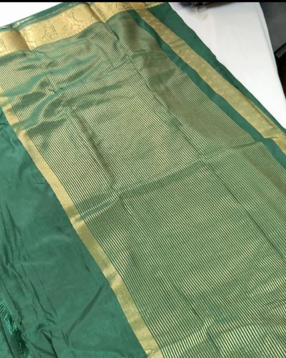 Emerald Green Zari Crepe Silk Saree